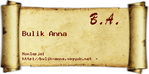 Bulik Anna névjegykártya