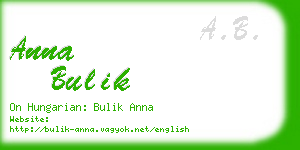 anna bulik business card